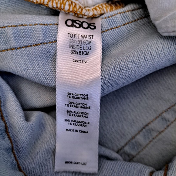 ASOSJeans Womens 33 Light Wash High‎ Waisted Straight Leg Jeans Denim Casual - Picture 5 of 9
